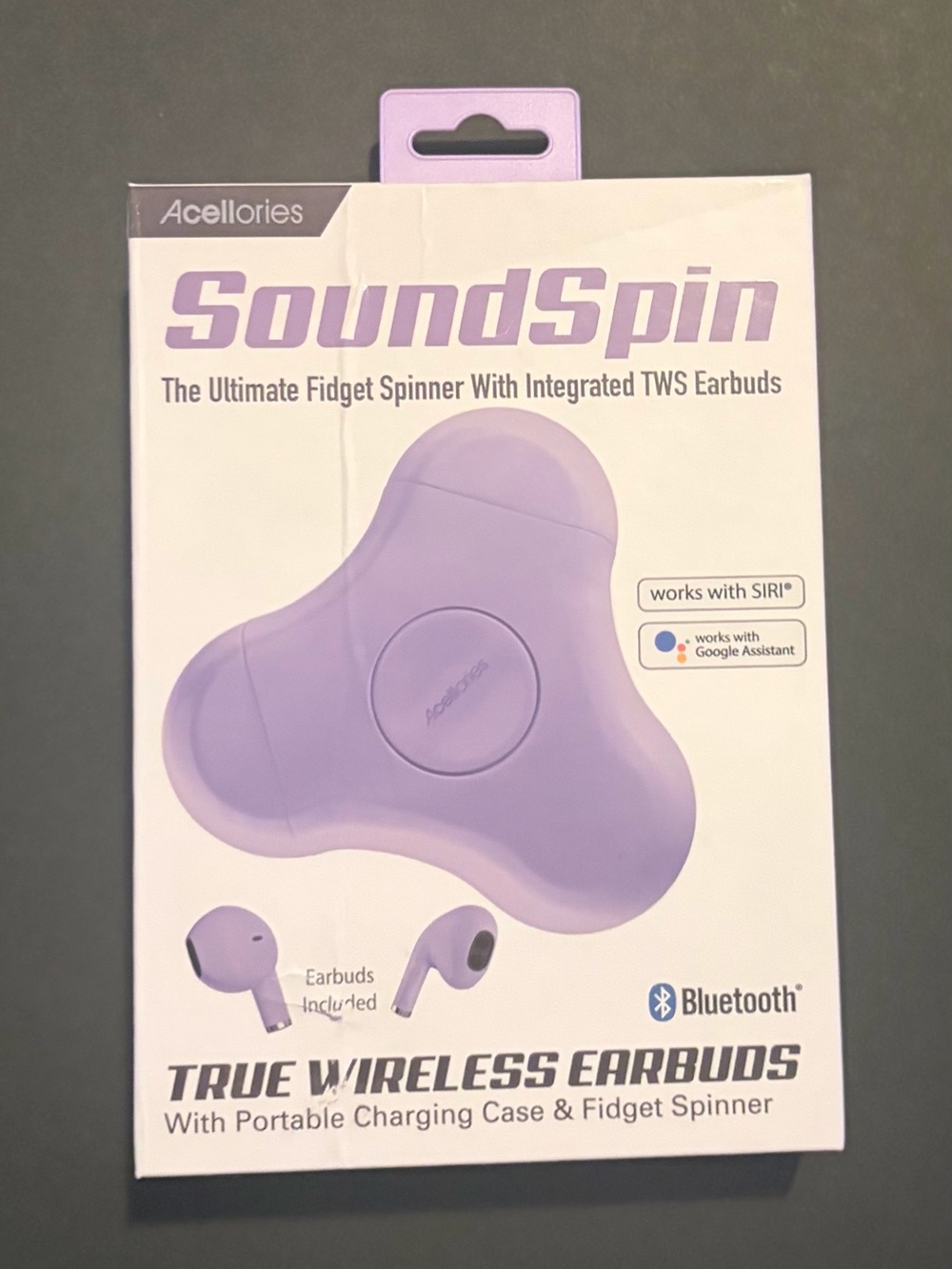 Acellories SoundSpin True Wireless Earbuds & Fidget Spinner - Lavender